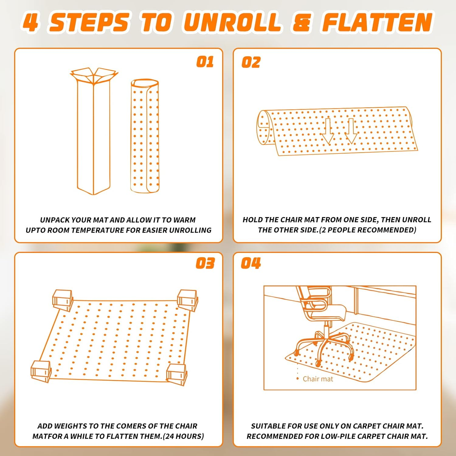 Office Chair Mat for Carpeted Floors, Desk Mats 48"X30" for Rolling Desk on Low Pile Carpets, Small Computer Gaming Plastic Floor Mats for Office Chair on Carpet, Easy Glide without Curling image number 5