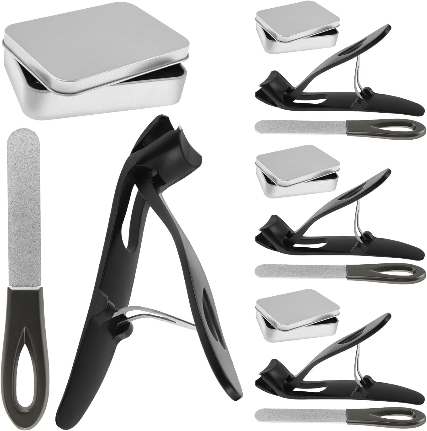 4 Pcs Nail Clipper Angled Head for Senior Ergonomic Toenail Trimmer for Thick Nails with Wide Jaw Opening Fingernail Clippers with Nail File for Men Women image number 4