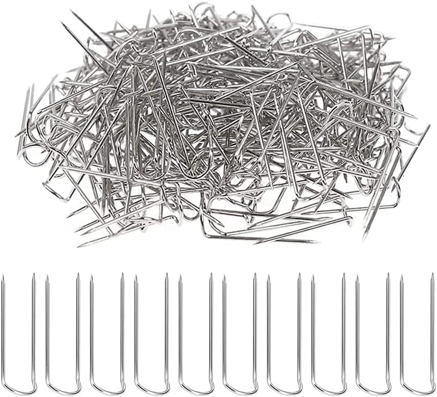 U-Shaped Sewing Pins, 50 Pcs Stainless Steel Fork Pins Double Blocking Sewing Pins for Sewing, Craft, DIY, Handmaking(23Mm/ 0.9 Inch) image number 4