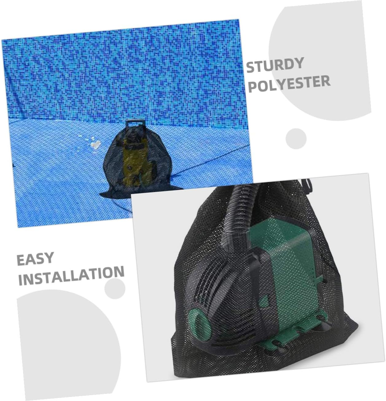 Large Fine Mesh Pump Filter Bag with Drawstring Polyester Strainer for Outdoor Filtration Easy Installation and Reusable Water Pump Mesh Cover image number 5
