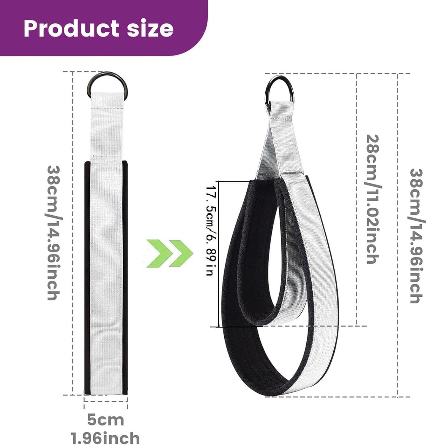 STARTIST 2Pcs D Rings Straps Handle,Pilates Double Loop Straps Pilates Accessories,Exercise Yoga Straps for Home Gym Adults Reformer image number 5