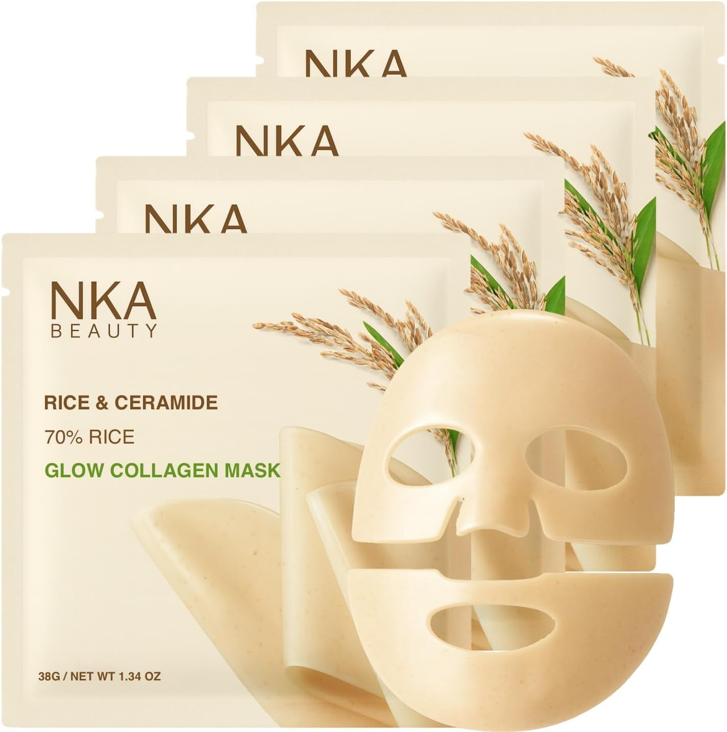 NKA Beauty Korean Collagen Gel Face Mask, Korean Glass Skin Hydrogel Mask, Niacinamide, Sodium DNA, Collagen, Heartleaf, Rice Extract, Ceramides, Hyaluron, 4 Pack (PINK PDRN)