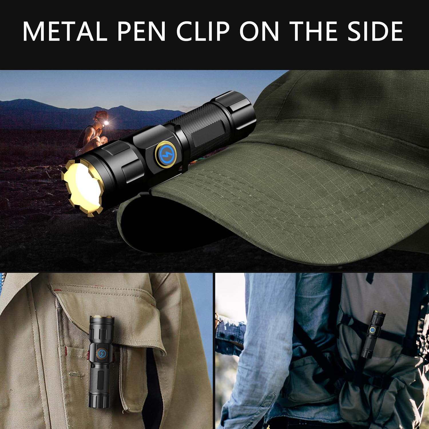 Skylla LED Torch Rechargeable, [2 Pack] Super Bright with Adjustable Focus, 5 Modes, 26-Hour Runtime, Waterproof, Compact Flashlight for Emergencies, Power Outages, Walking, Camping - Green image number 3