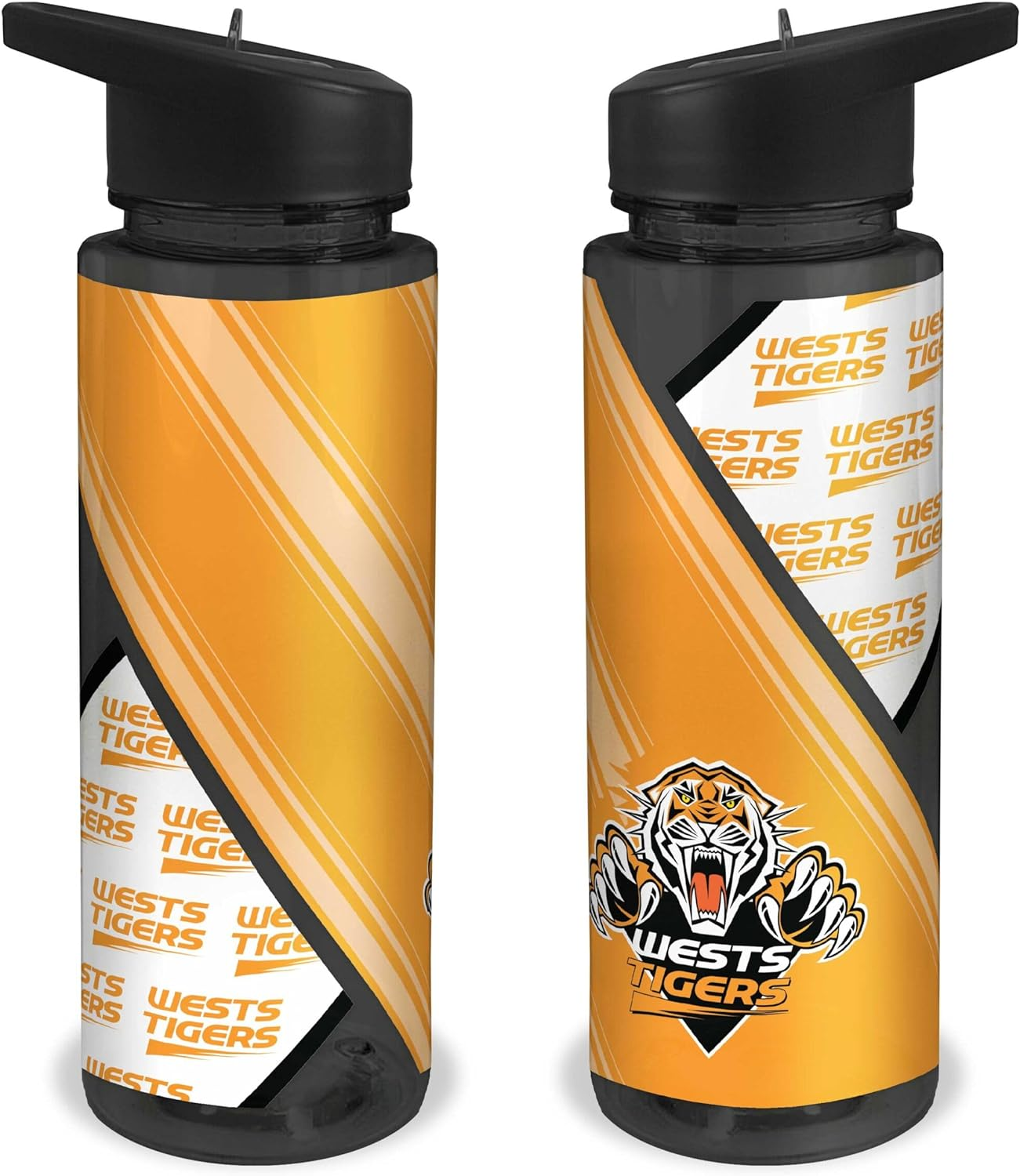 Wests Tigers NRL Sports Drink Bottle Plastic Sipper Top, Straw & Removable Lid
