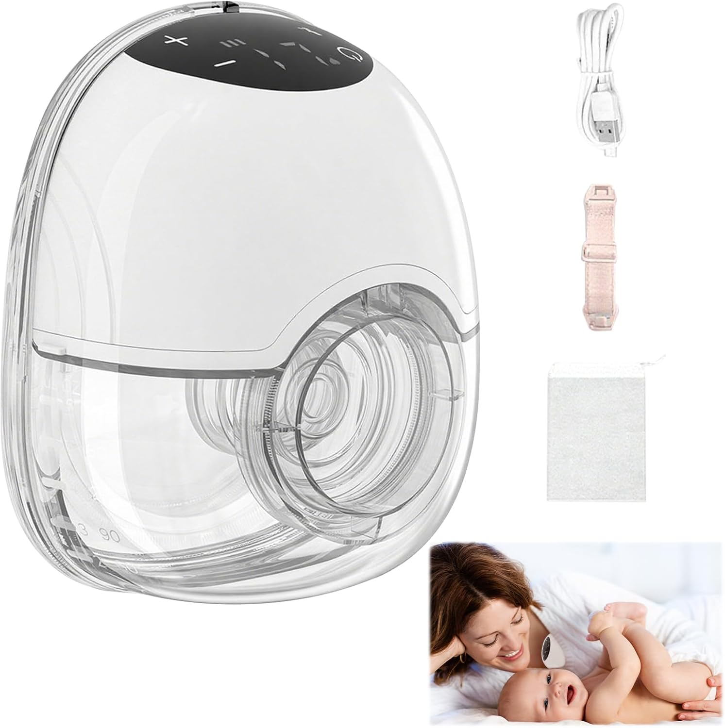 Electric Portable Wearable Breast Pump, Hands Free Milk Collector with LED Display 4 Modes & 12 Levels for Mom Newborn, 45DB Silent Design & 180ML Large Capacity (White) image number 1