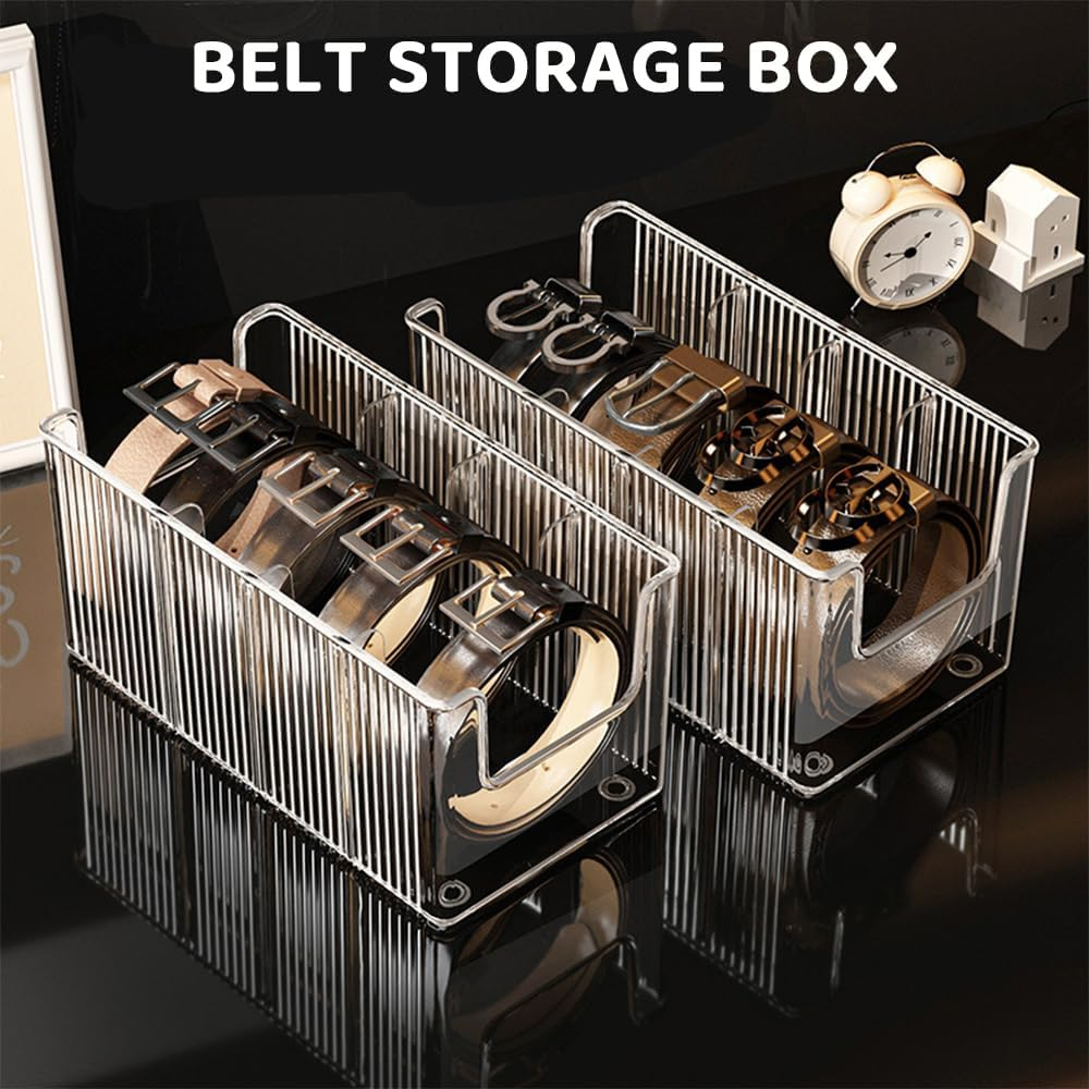 Rutrezogo2-Pack U-Shape Makeup & Belt Organizer - 4-Compartment Acrylic Storage Box with Removable Dividers, Stackable Design for Bathroom Counter, Closet & Drawer Organization image number 4