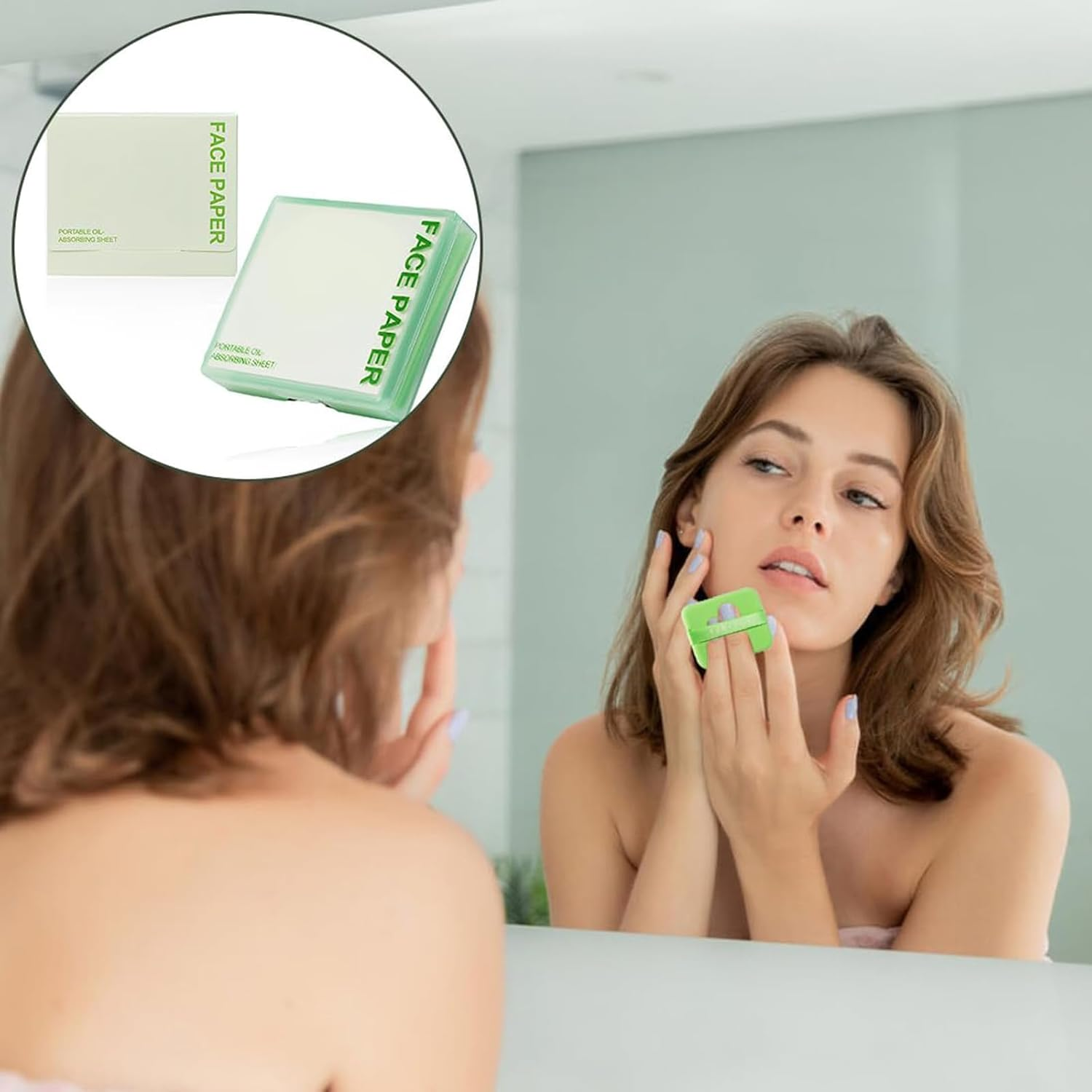 500 PCS Blotting Paper, Green Tea Facial Oil Absorbing Sheets for Oily Skin, Portable Pack with 4 Refills, Quick Shine Control for Work, Travel and Social Events image number 3