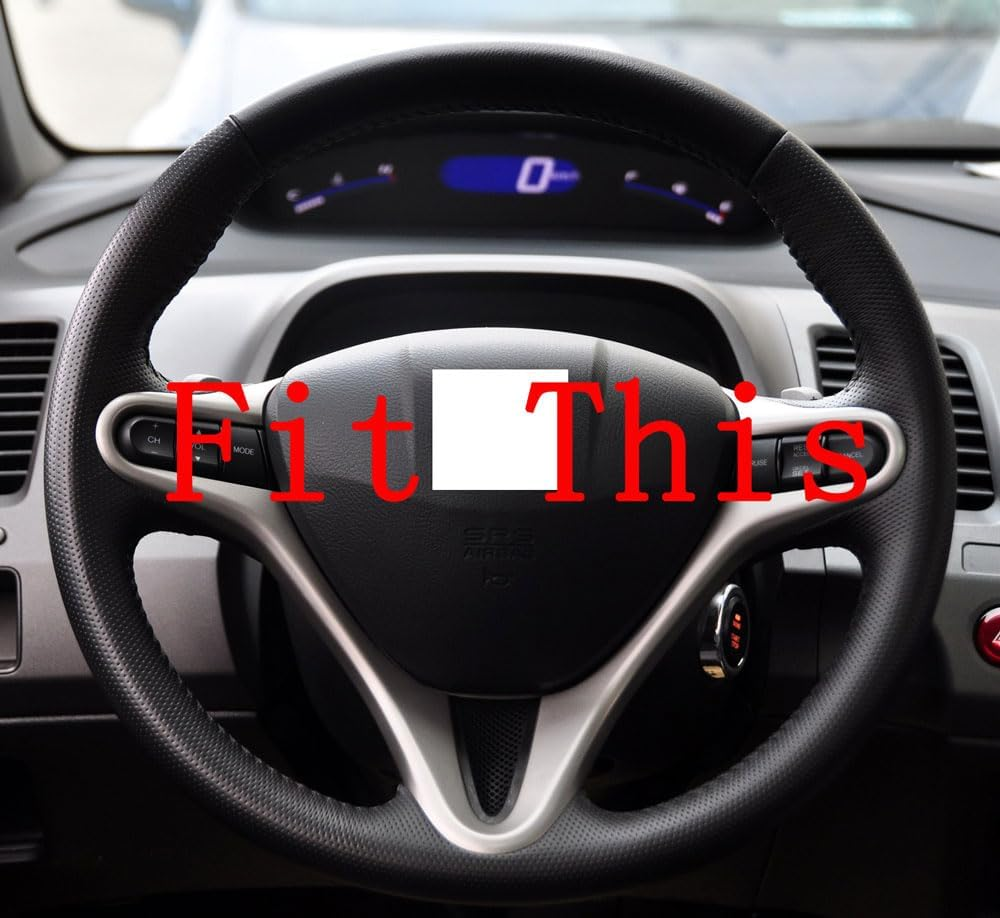 Kivnto DIY Stitching Carbon Fiber Steering Wheel Cover for Honda Civic 8Th Generation 2006 2007 2008 2009 2010 2011 3 Spokes 13.5-14.5 Inches Leather Interior Accessories image number 2