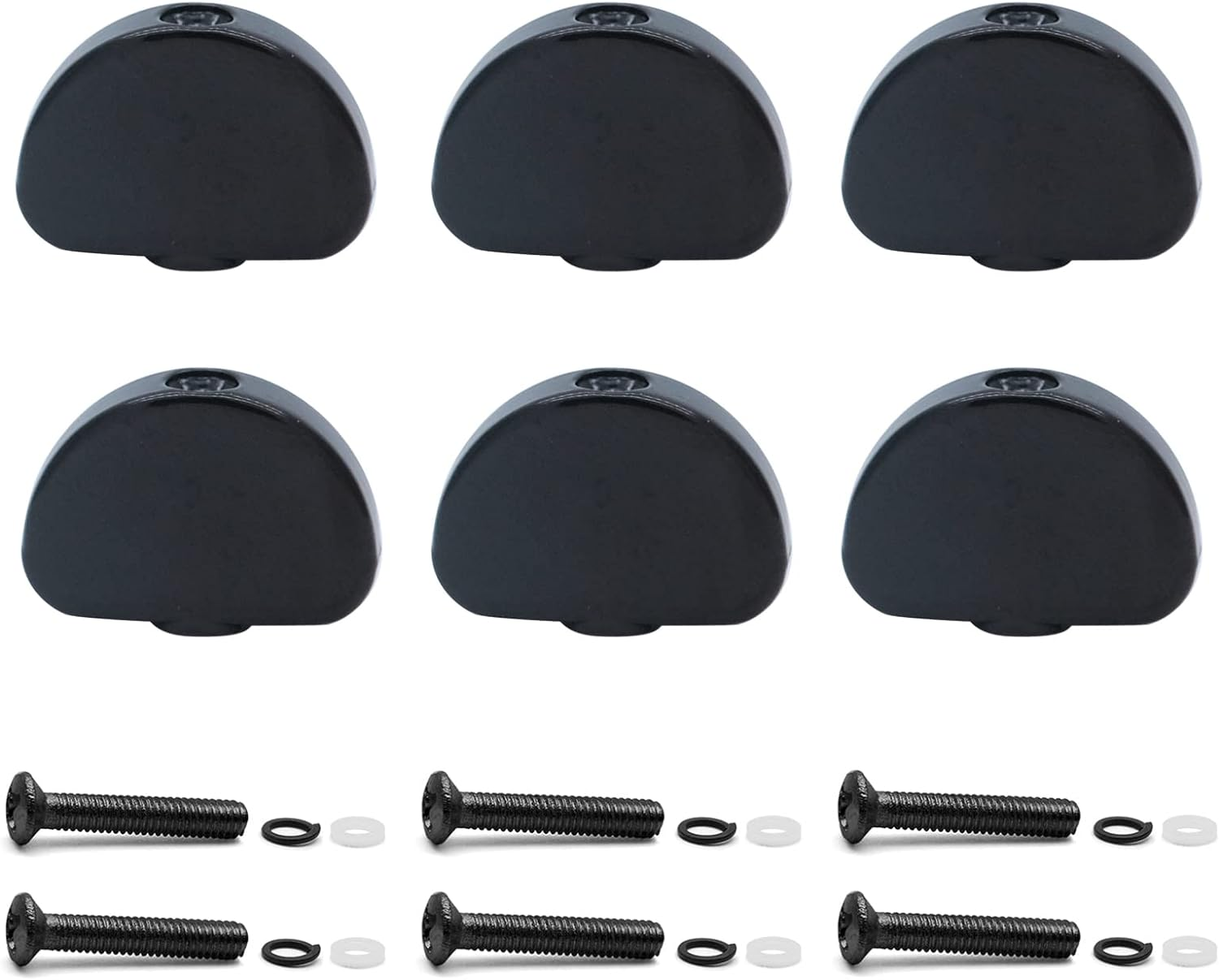 6PCS Metal Big Semicircle Guitar Tuning Peg Buttons,Tuning Key Button Heads Tuners Machine Handle for Folk Electric and Acoustic Guitar (Black)