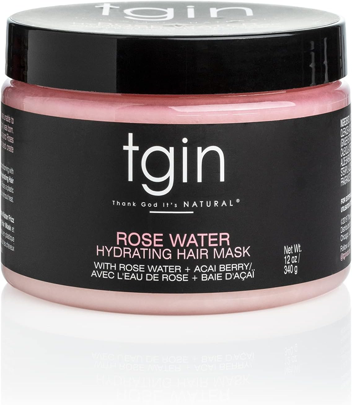 Tgin Rose Water Hydrating Hair Mask for Natural Hair, with Rose Water and Acai Berries, Hydrating Conditioning Treatment for Dry Hair, 12 Oz image number 1