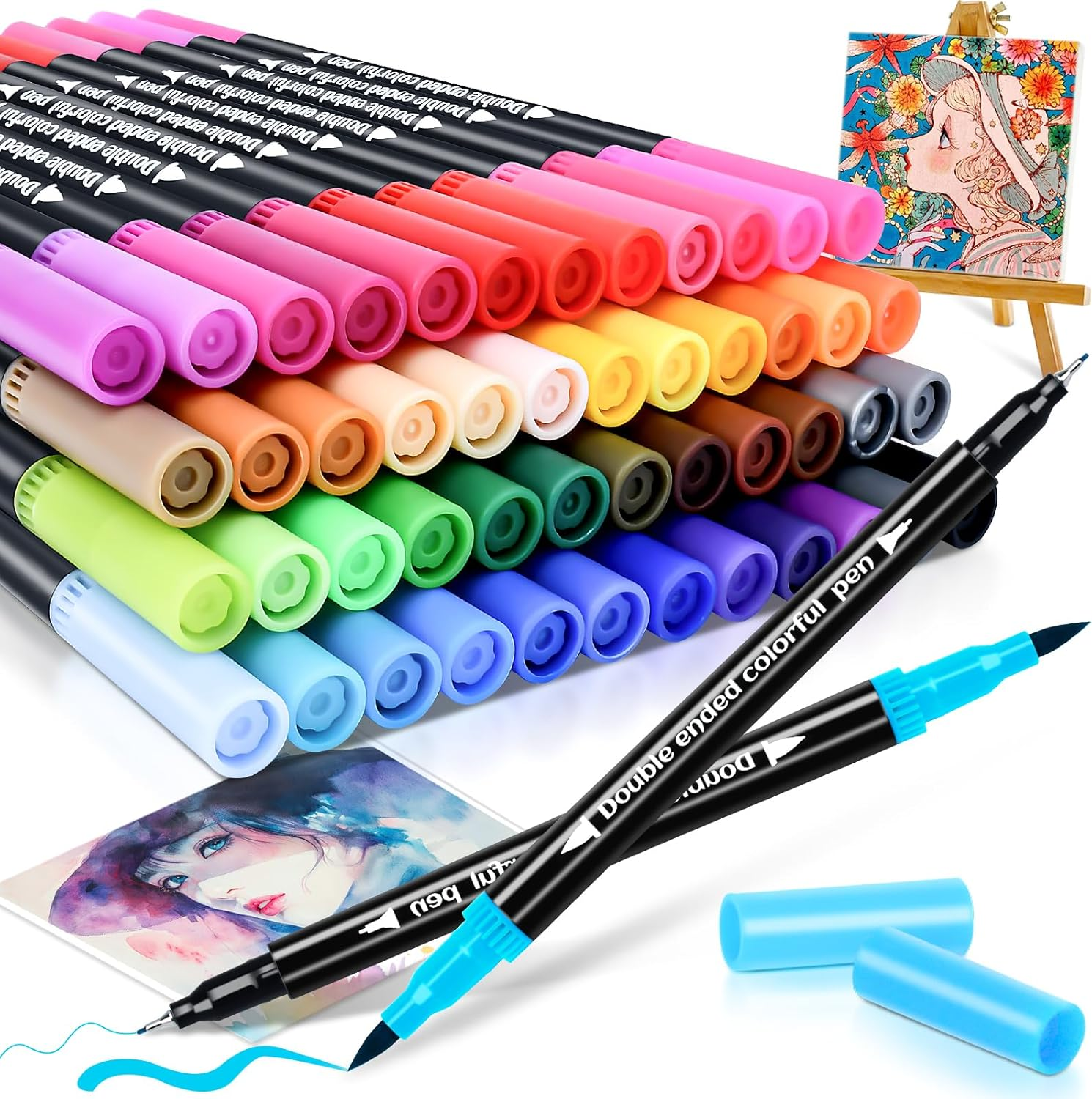 72 Colors Dual Markers Brush Pens, Art Markers Colored Pens for Adult Coloring Books, Brush and Fine Point Dual Tip Artist Colored Marker Set for Drawing Adult Coloring Hand Lettering