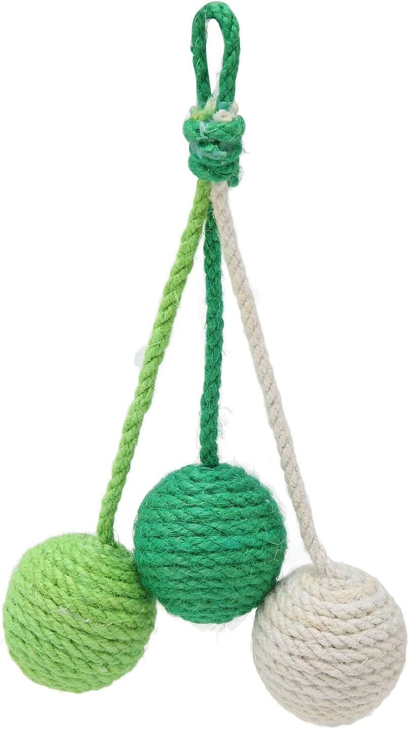 Cat Yarn Balls, Comfortable Grinding Claws Bite Resistant Interactive Chewing Cat Rattle Ball, Perfect Interactive Toy for Cats Kittens (Green, Cyan, White) image number 5
