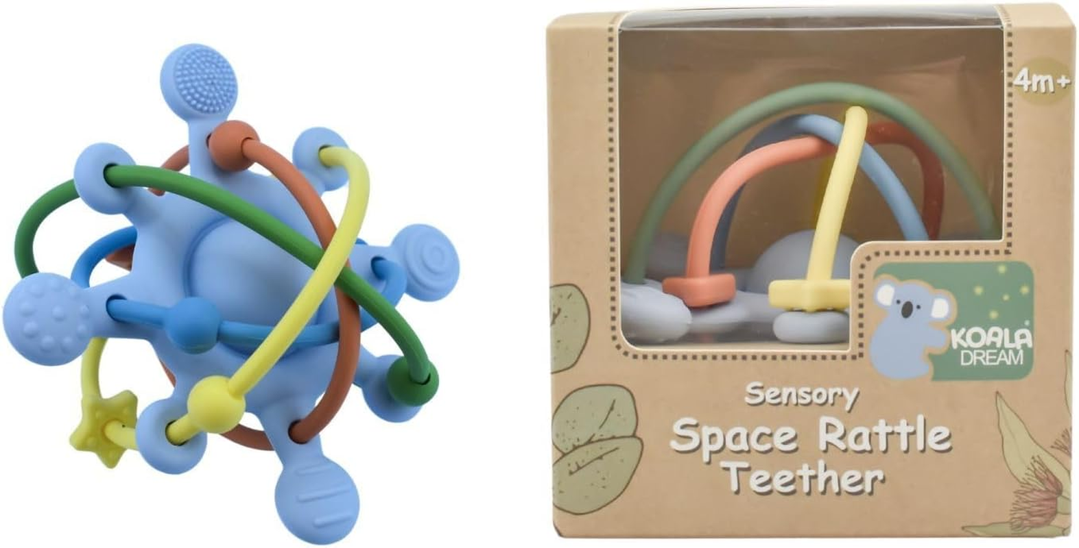 Koala Dream - CA3019A Silicone Sensory Space Rattle TEETHER Blue: Clutch Sensory Teether for Babies image number 2