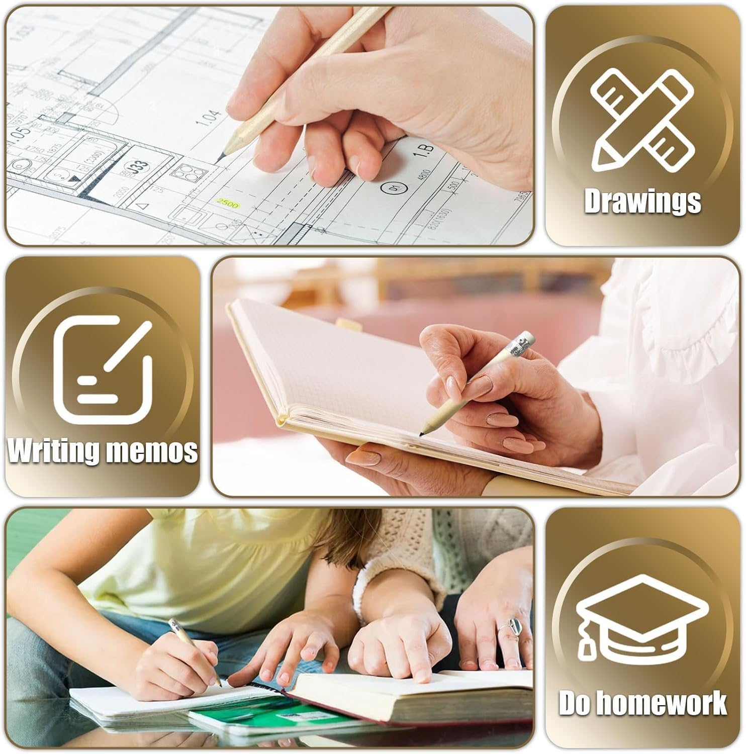 4 Inch Golf Pencils, 50 Pcs Short Wood Pencils, Presharpened Pencils for Preschoolers, Toddlers, Kindergarten, School, Office, Home image number 2