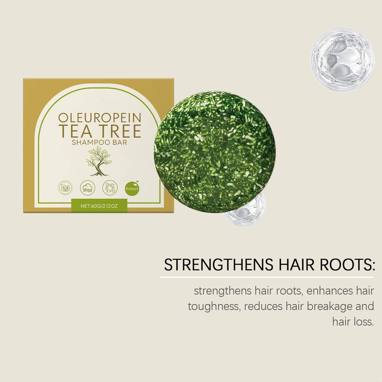 Lejafay Shampoo Bar for Dry Damaged Hair with Tea Tree Oil - Hydrating Moisturizing Plant-Based Cleanse Green One Size image number 6