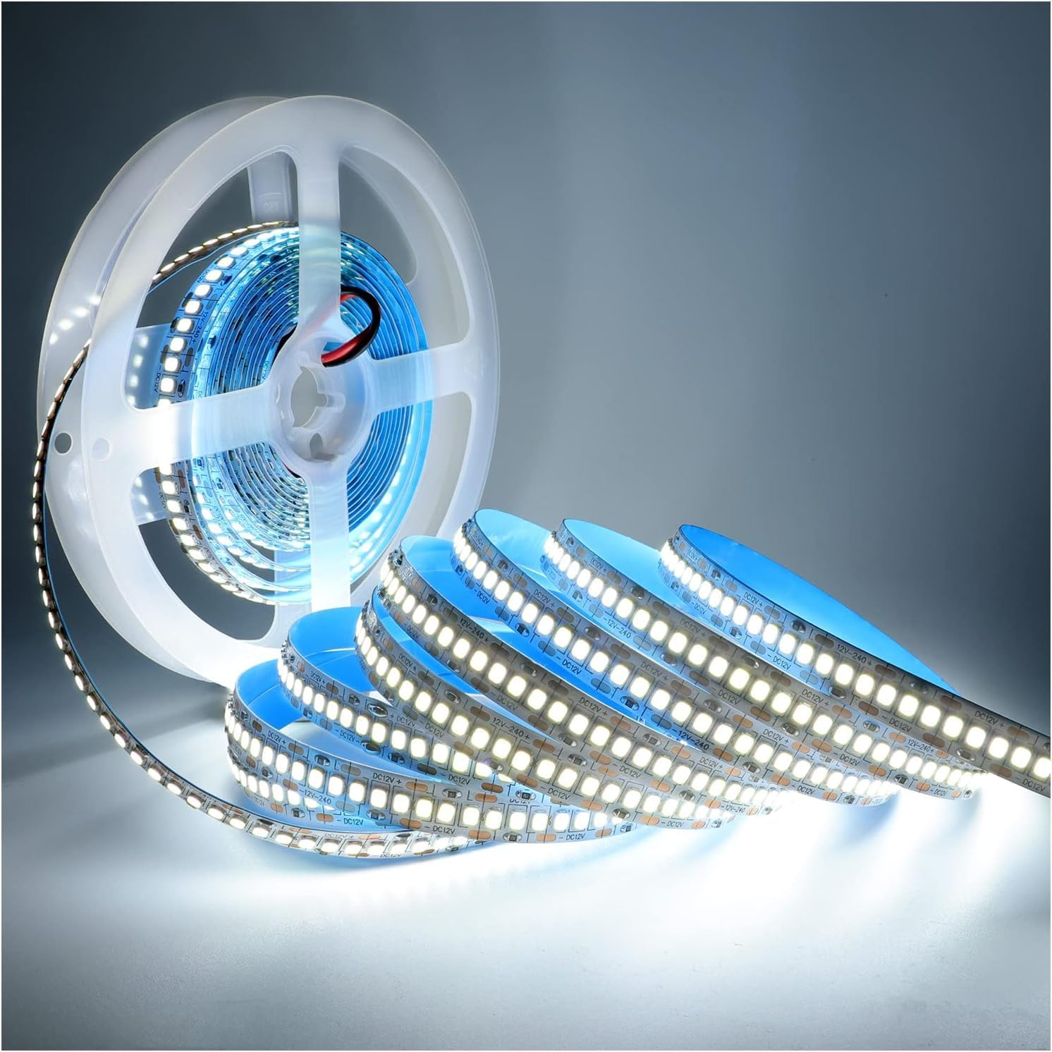 Tyun 12 V LED Strip Light, 1200 Leds, Warm White, 3000 K, 5 Metre Strip, Flexible Strip Light, SMD 2835 IP20 Strip Light for Garden, Bedroom, Kitchen Decoration