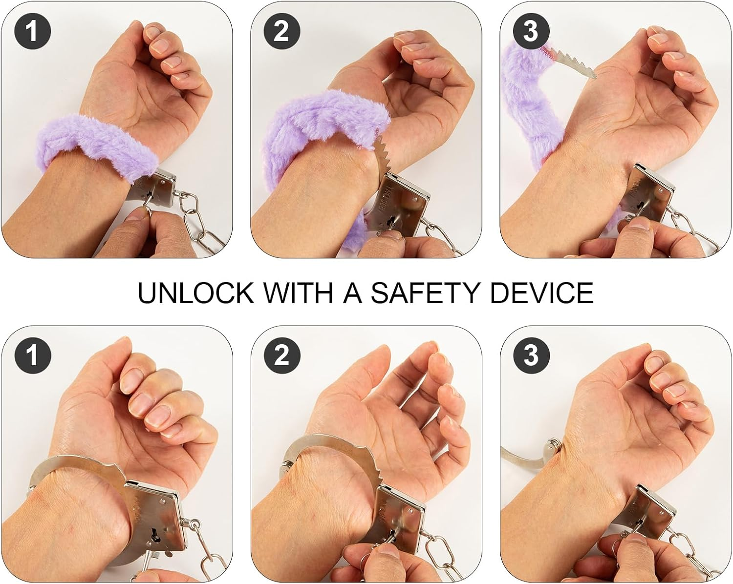 Mineens Sexy Plush Handcuffs Set Suitable for Couple Role-Playing as Police Props Equipped with Keys and Party Supplies image number 3