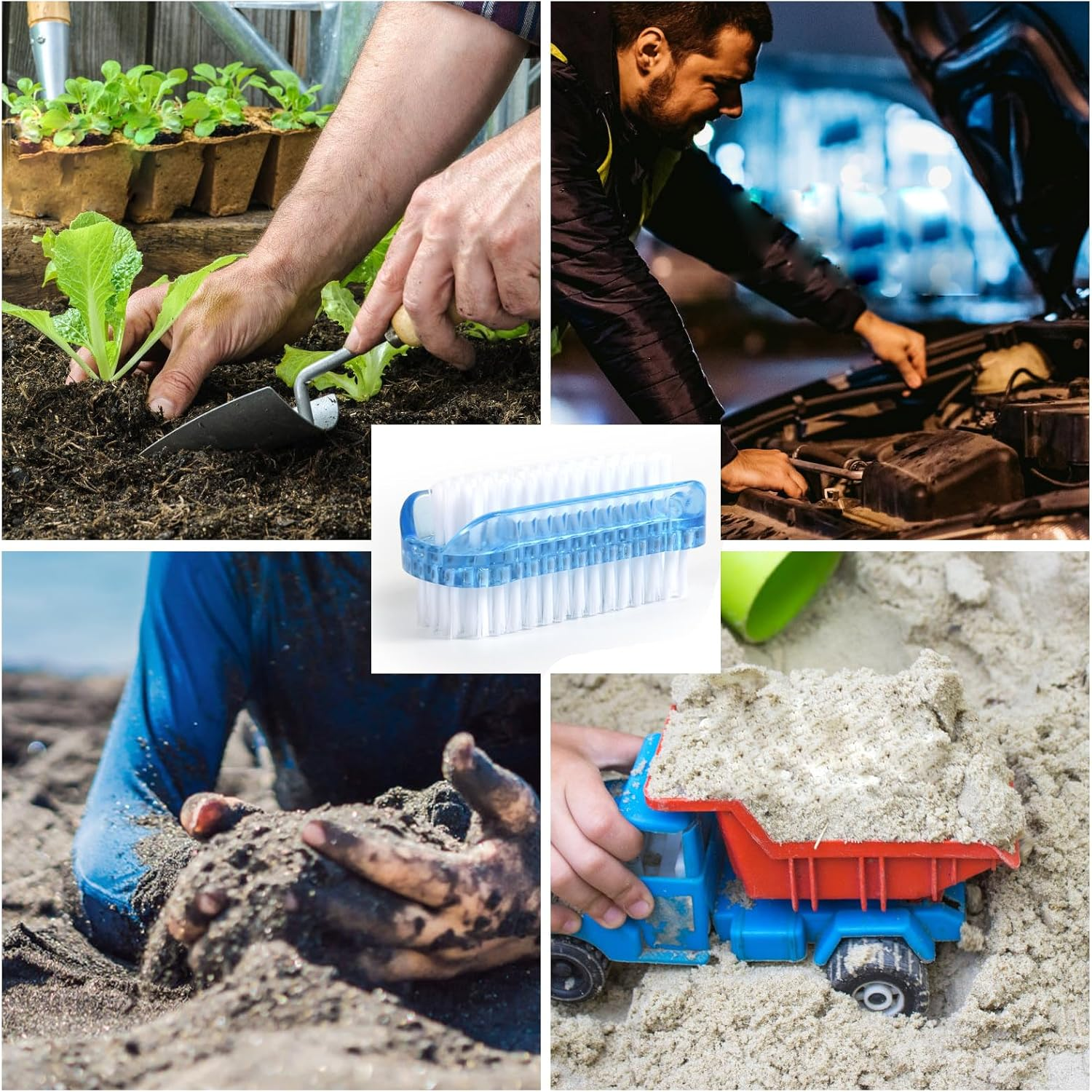 2Pcs Fingernail Scrub Brushes, Two Sided Multifunction Nail Brush for Cleaning Portable Nail Scrubber Brush for Cleaning Cuticles Fingernails Toes (Red, Blue) image number 4