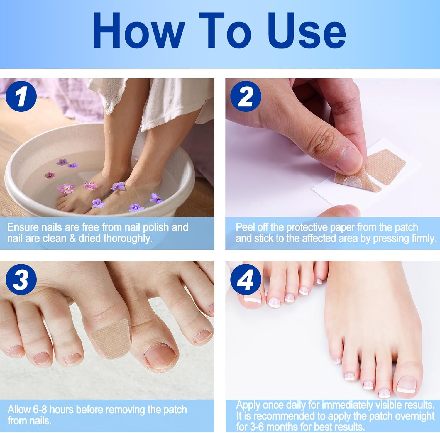 Fungal Nail Treatment,Nail Repair Patches 60Pcs,Toe Nail Treatment,Nail Repair Treatment for Restores Damaged Nails, 8 Hour Overnight Nail Repair Restores Healthy Nails image number 6