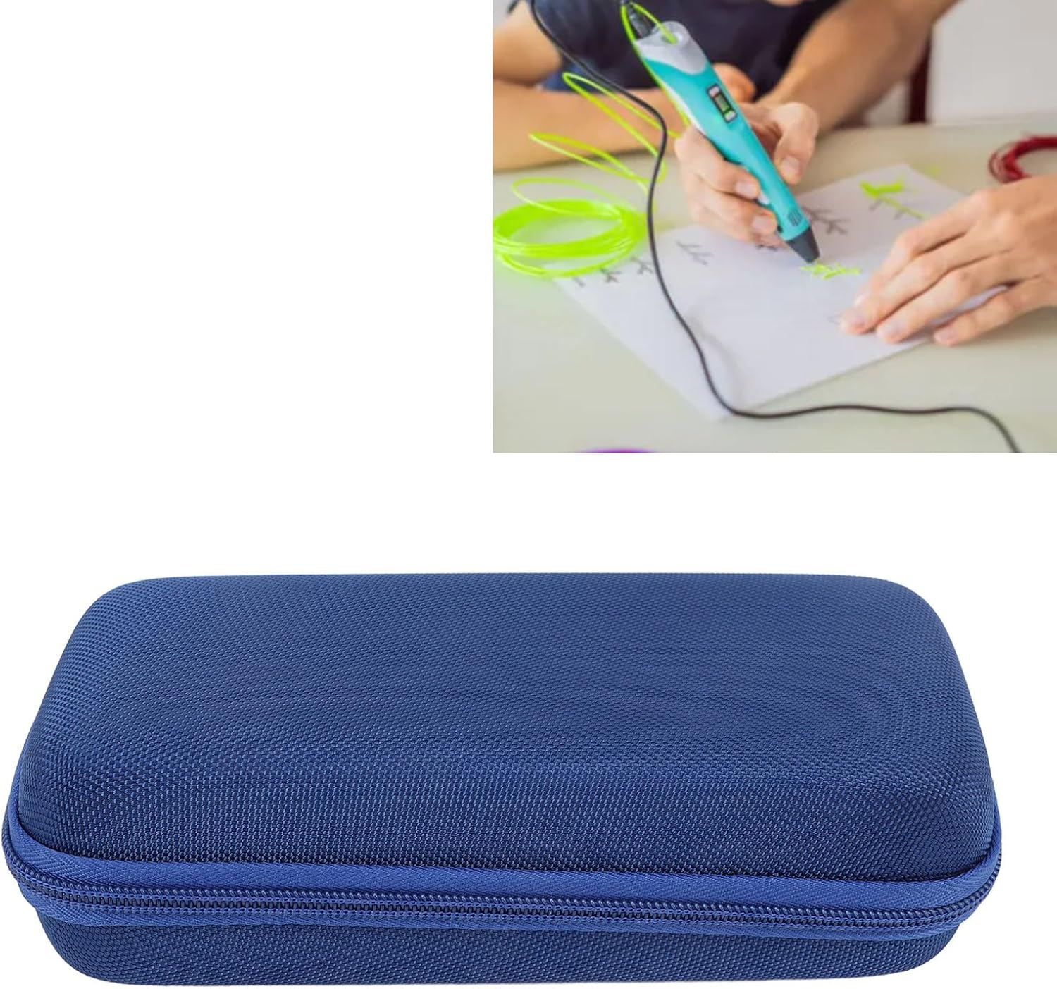 3D Pen Carrying Case for SCRIB3D, for Mynt3D Super, for Mynt3D Professional, for Mynt3D Pro 3D Print Pens, EVA Hard Carrying Case with Elastic Band (Blue) - Black image number 4