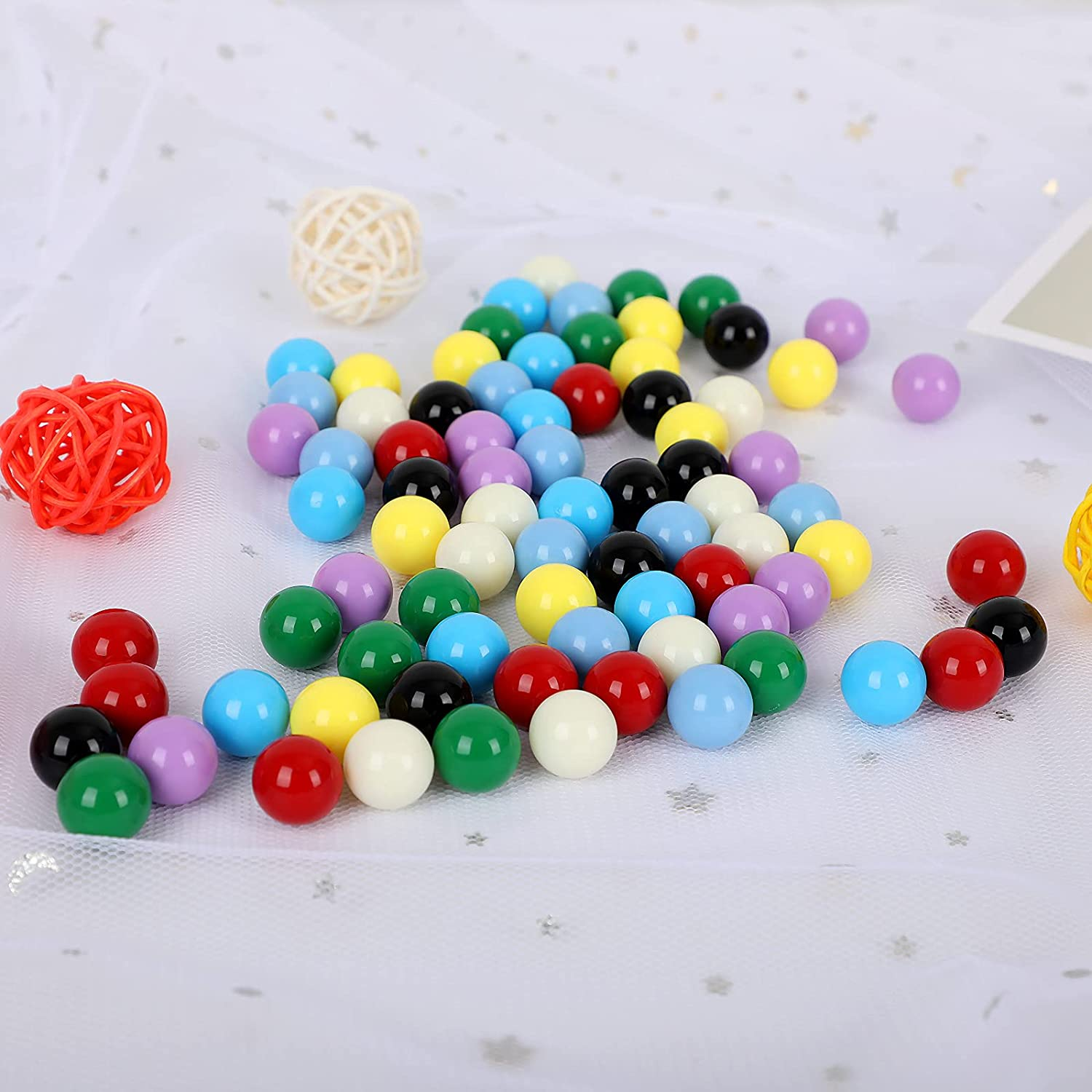 Replacement Marbles, 80Pcs Solid Color Balls for Chinese Checkers, Aggravation, Marble Run (14Mm/8 Colors)