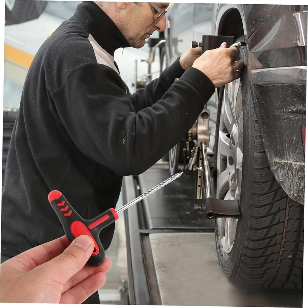 7 PCS Car Quick Tire Repair Tool Set, Vacuum Tire Thread Drill Fork Drill Tire Repair Tape Anti-Slip Dispensing Gloves Accessories, Portable Repair Parts, for Cars, Truck, Motorcycle image number 1