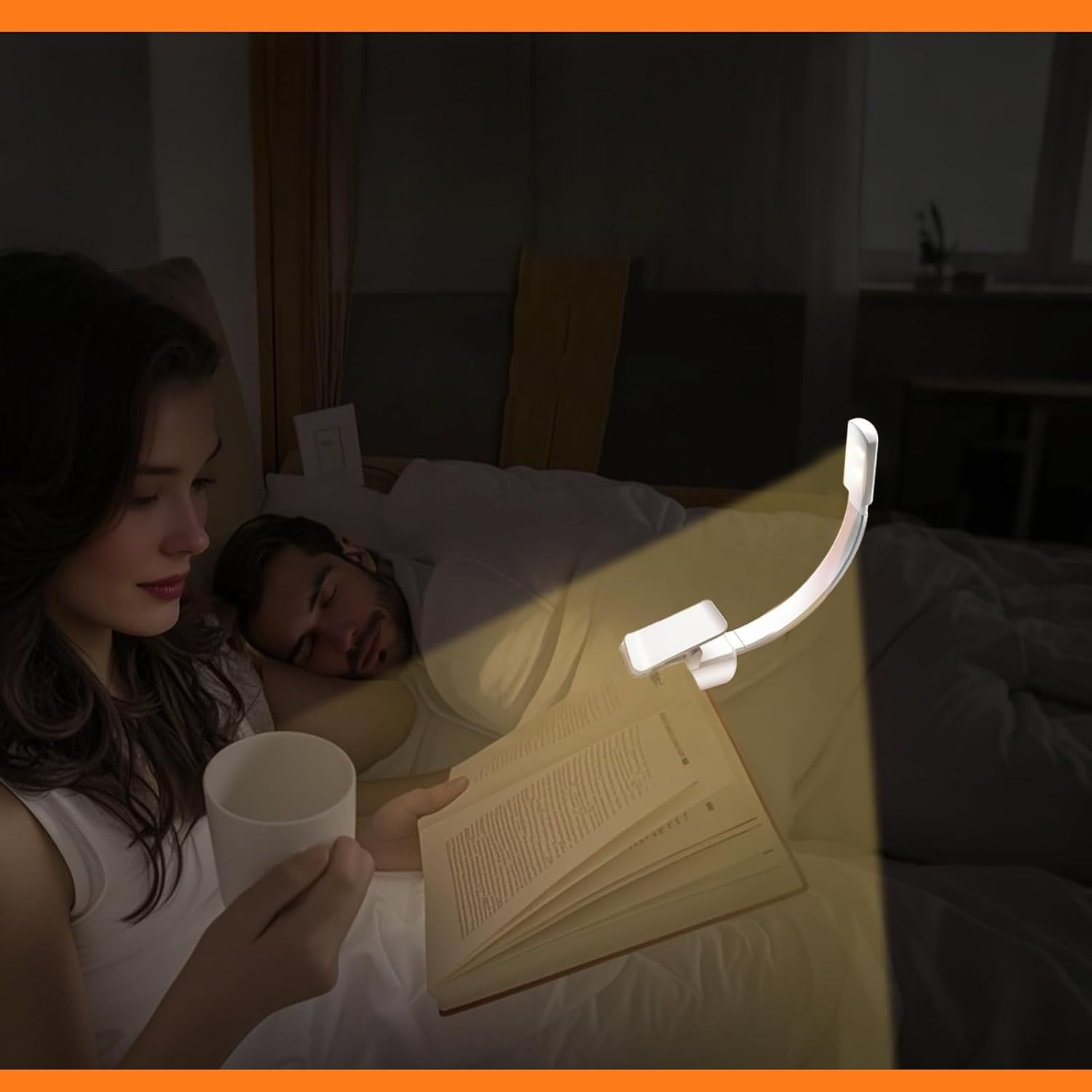Zvorgath Clip-On Book Light - Battery Powered, Warm Eye Care Leds, Flexible, Durable, Dimmable, Perfect for Bookworms, Reading in Bed (Requires 2 AAA Batteries) image number 2
