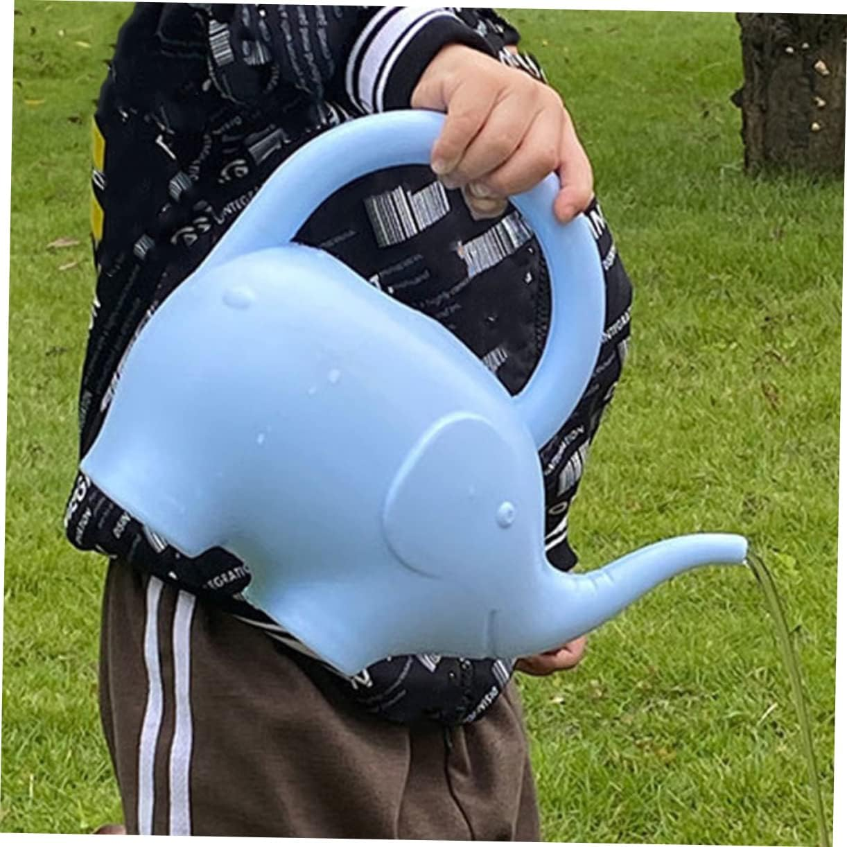 GANAZONO 2Pcs Cartoon Boy Girl Watering Can Ergonomic Design for Plants Adorable Elephant Lightweight Watering Can for Boys and Girls Gardening image number 2