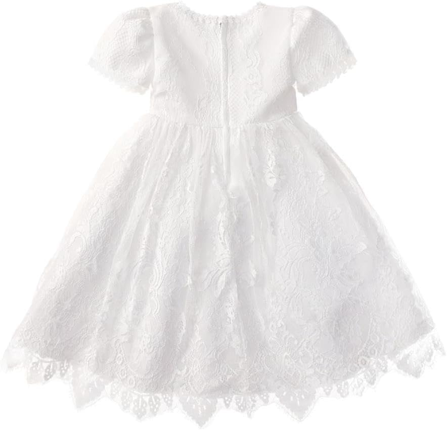 Dressy Daisy Flower Girl Dress Baby Toddler White Lace Dresses for Wedding Special Occasion Birthday Party Size 3 Months - 3 Years image number 5