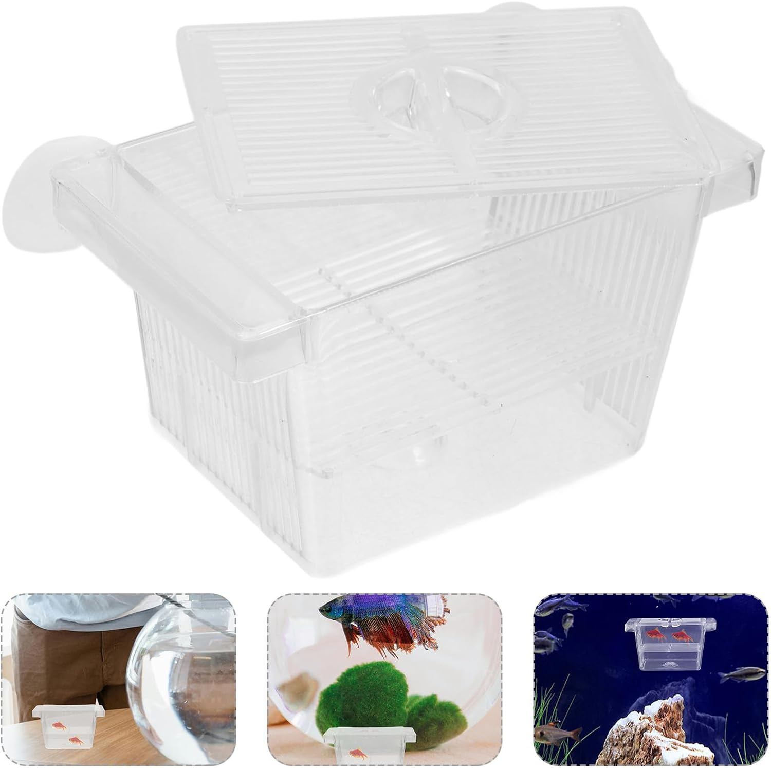 Jojofuny Floating Aquarium Fish Breeding Box with Suction Cup Double-Layer Betta Fish Nursery Incubator Tank Divider for Shrimp and Small Aquatic Pets image number 3