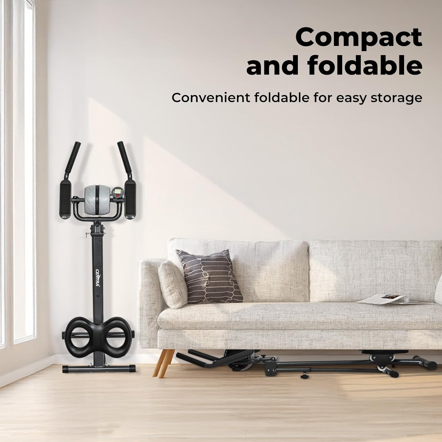 Centra 2 in 1 Ab Machine,Adjustable Abs Workout Equipment ,Foldable Ab Trainer Machine,Abdominal Trainer with Ab Roller Wheel Abdominal Exercise for Home Gym Fitness Equipment,Knee Protection, LED Monitor image number 3