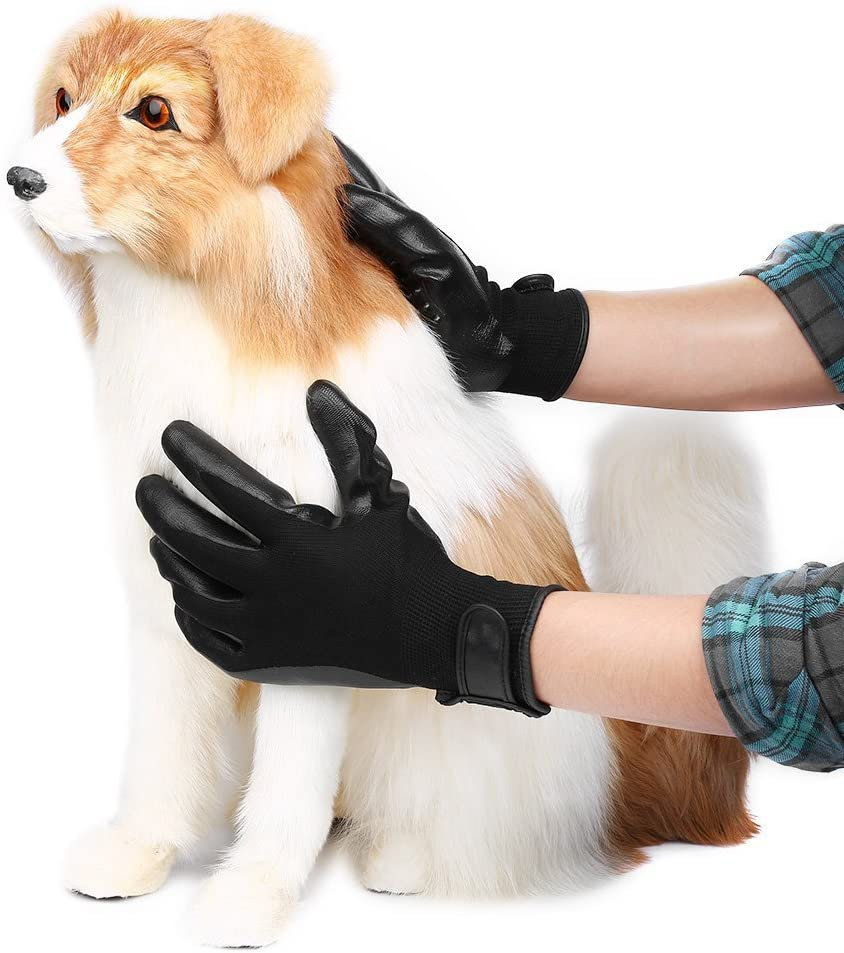 Bestbuy Pet Grooming Gloves - Improved Five Finger Design Rubber Glove Gentle De-Shedding Brushes for Cats, Dogs & Horses (Blue) image number 3