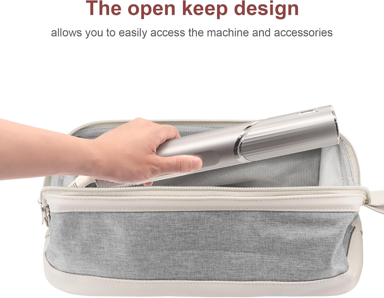 Buwico Airwrap Travel Case for Dyson/Shark Flexstyle, Travel Pouch for Dyson Airwrap/Shark Flexstyle Complete Styler and Attachments, Travel Bag for Dyson/Shark Hair Dryer, Off-White, Travel Case image number 6