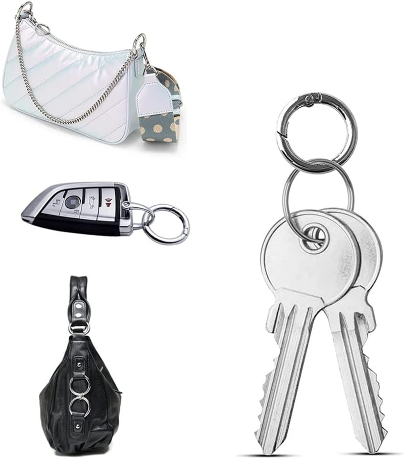 Spring O Rings, 40Pcs Spring O Ring Zinc Alloy Spring Clip, Wanfoou Spring O Rings round Carabiner Snap Clip, Spring Snap Clip for Keychain Necklace Jewelry DIY Key Chains, Bag image number 2