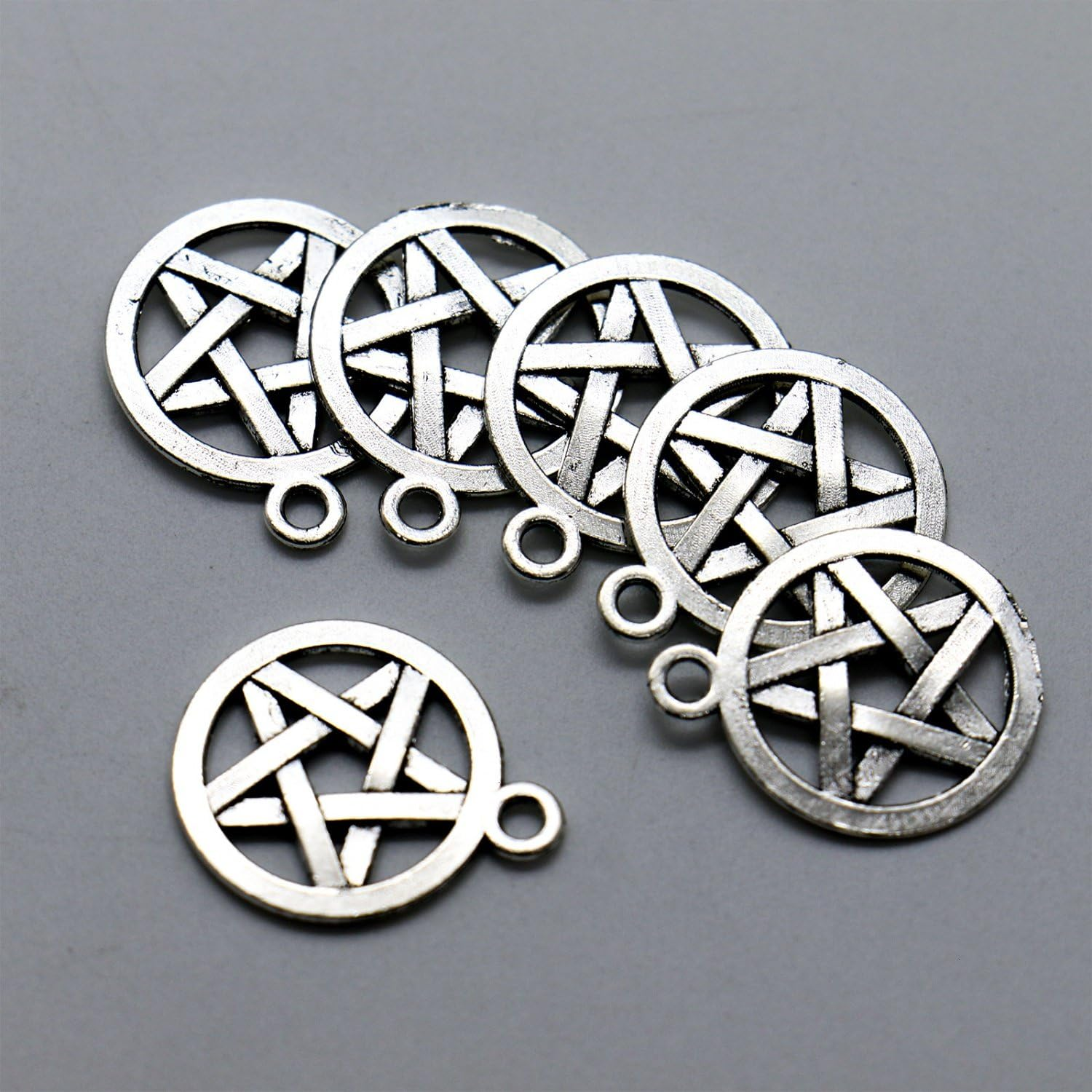 Ergonflow 100 Pentagram Pentacle Star Charms Pendants Silver, Gold, Bronze Tone(20X16Mm) image number 3