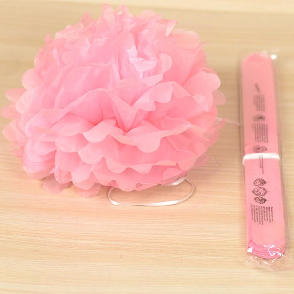 EOMECUIGAO Pink Tissue Pom Poms Paper 10Pcs, 10-12 Inch, Perfect for Weddings, Birthdays, and Parties image number 6