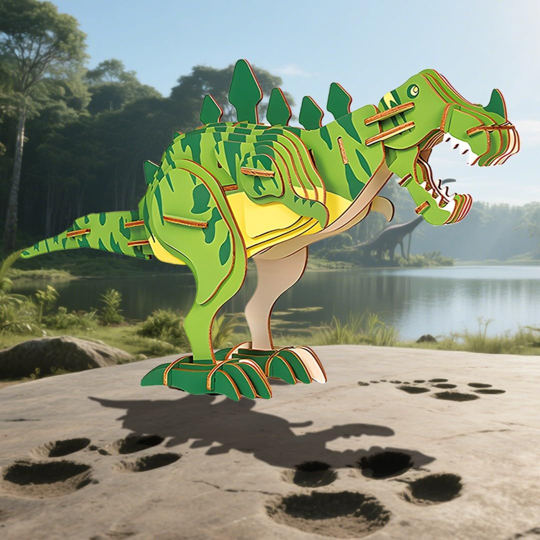 3D Wooden Puzzle T-Rex Dinosaur Tyrannosaurus Rex DIY Model Kit &ndash; 67Pcs Laser-Cut Snap-Fit Assembly, No Glue STEM Craft Home Decor Desktop Ornament Gift image number 6