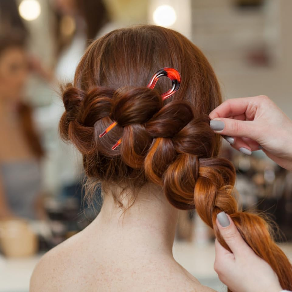 3Pcs U-Shaped Resin Hairpin Clips for Women Unique Design for Long Thick Hair Stylish Hair Accessories for All Types and Colors for Various Occasions image number 6