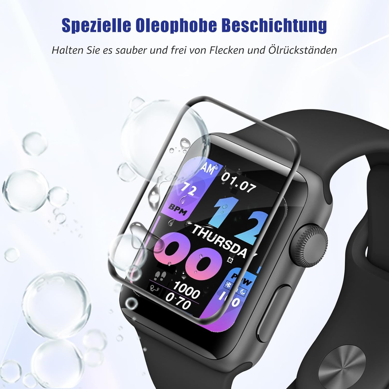 Cable Leader Pack of 2 Screen Protectors for Apple Watch Series 4/5/6/SE 44 Mm, Ultra HD Bubble-Free Anti-Scratch Apple Watch 6 44 Mm Protective Glass, 3D Curved Ultra Resistant Iwatch 5 44 Mm Film image number 6