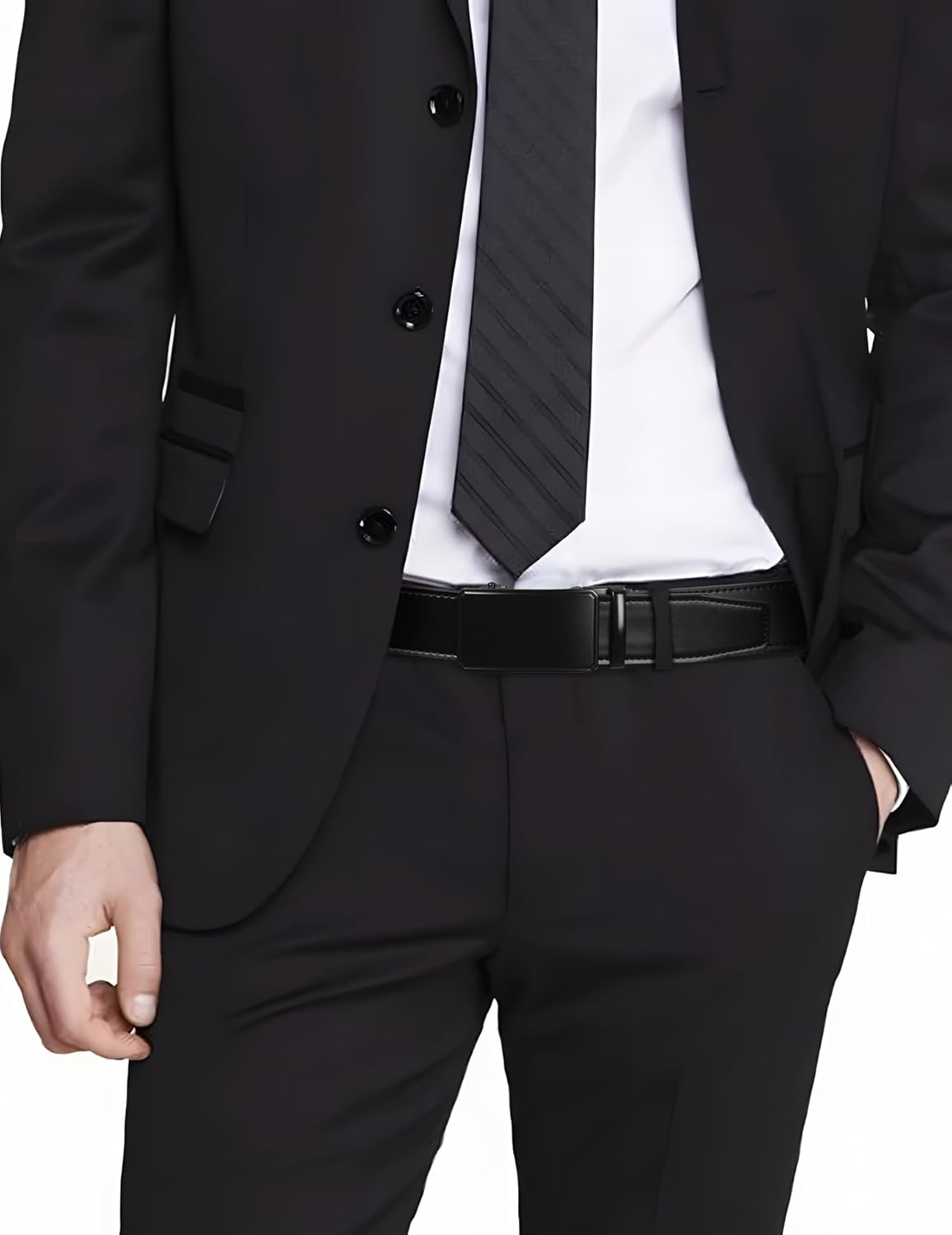 JUKMO Men&rsquo;S 35Mm Leather Ratchet Belt with Original Slide Buckle in Gift Box image number 4