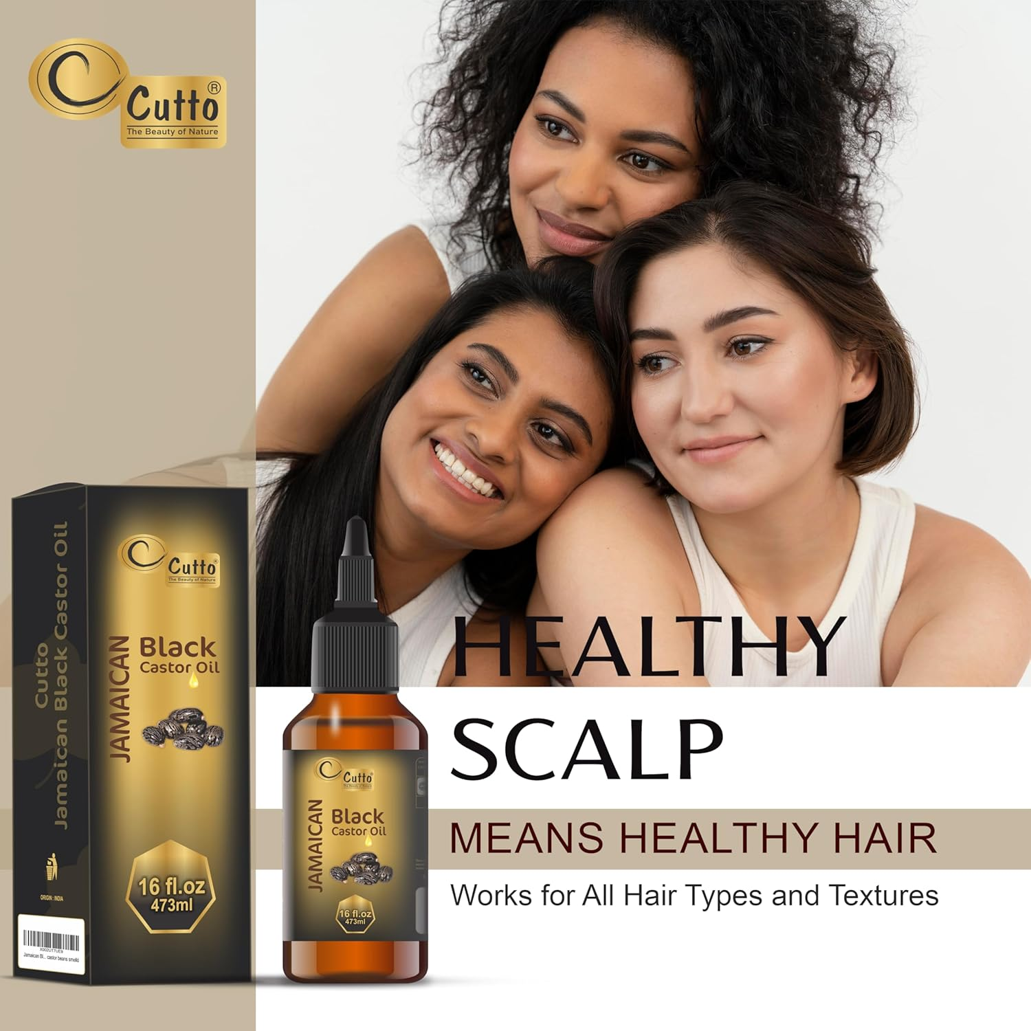 CUTTO -THE BEAUTY of NATURE Organic Jamaican Black Castor Oil (473 Ml),Traditional Handmade with Typical and Traditional Roasted Castor Beans Smell. image number 3