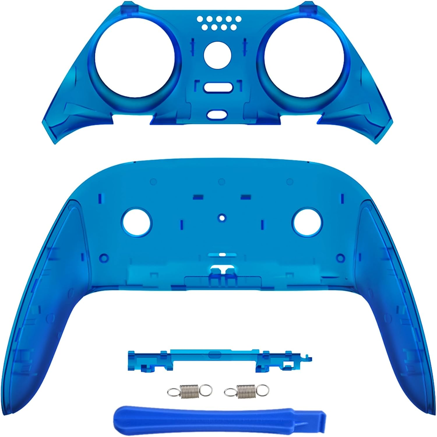 Extremerate Top Bottom Decorative Trim Shell Compatible with Ps5 Edge Controller DIY Replacement Front Back Clip Shell, Custom Emerald Green Plates Cover Compatible with Ps5 Edge Controller - Clear image number 3