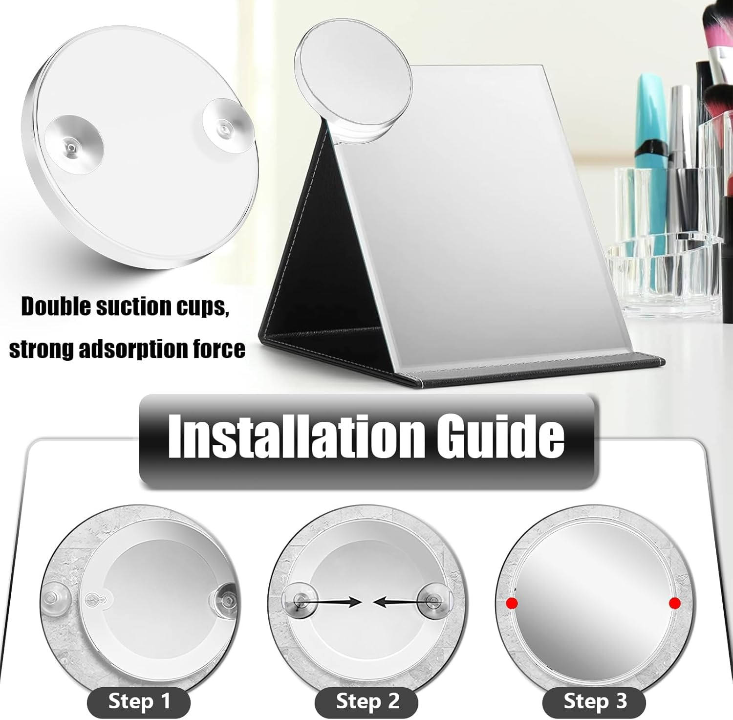 30X Magnifying Mirror, 3.4 Inch Magnifying Makeup Mirror, Travel Magnifying Mirror for Eyes Makeup, Eyebrow Tweezing, Shaving (White) image number 5