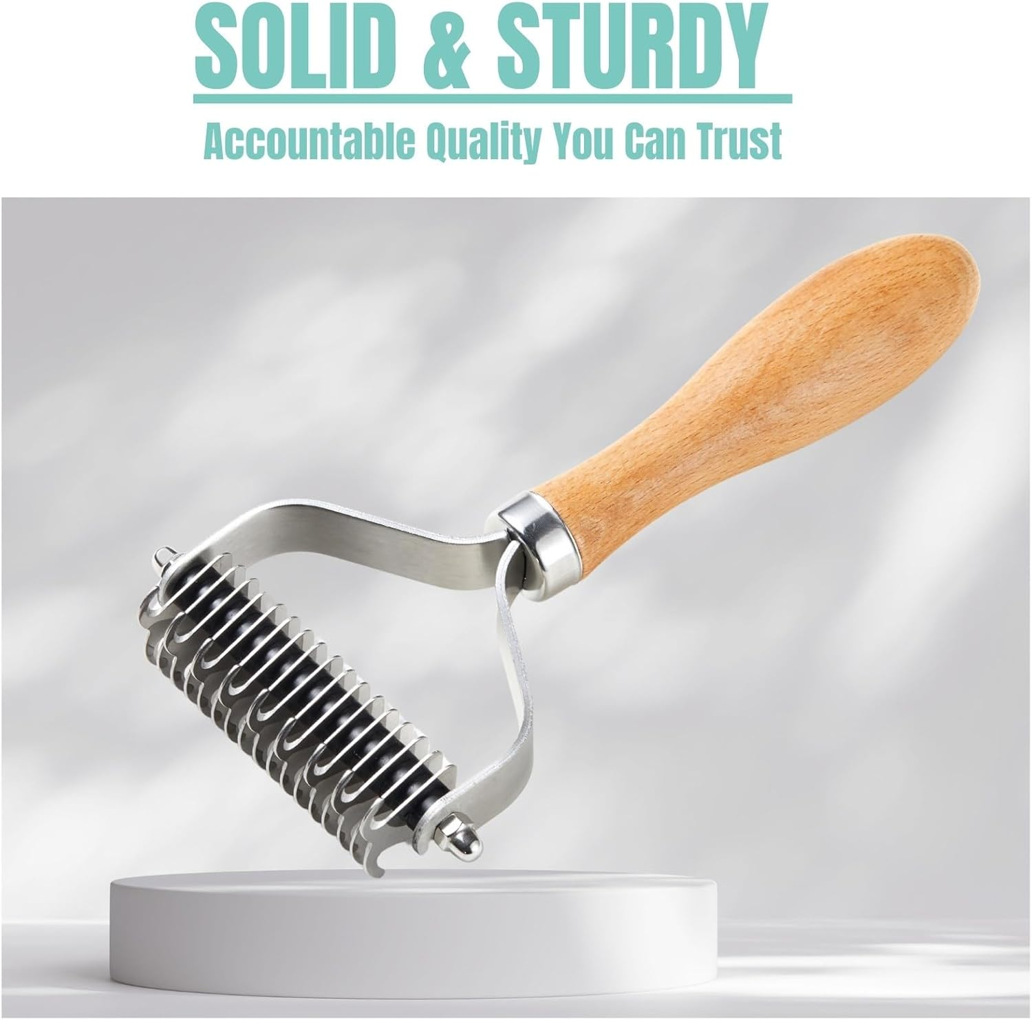 Dog Cat Brush for Dematting and Deshedding, 3 Pack Pet Grooming Kit of Undercoat Rake, Shedding Brush and Combs for Cats Dogs, with Premium Wood Handle