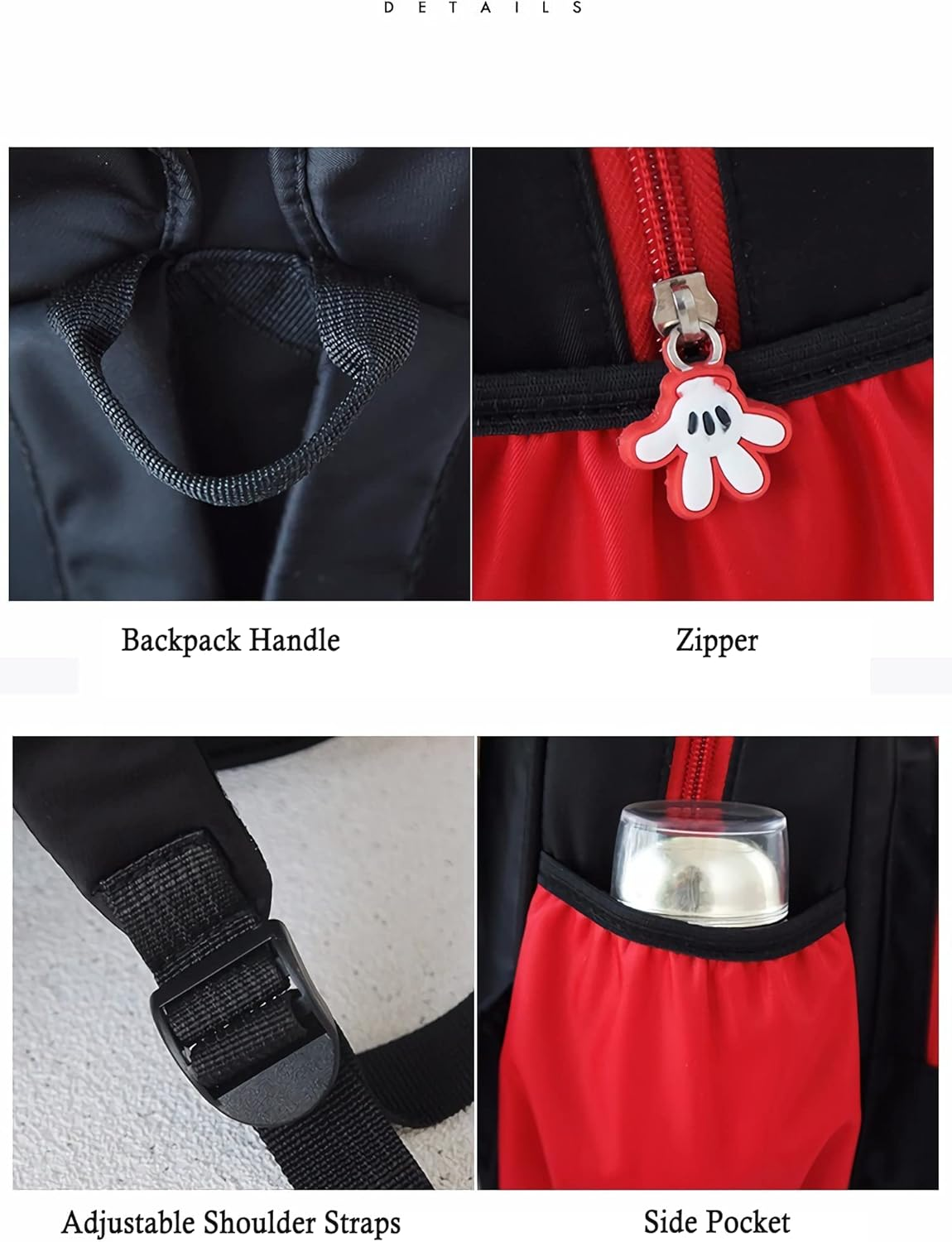 Cute Mini Backpacks, Red Cartoon Bag, Mouse Ears Bowknot Travel Daypack - Red image number 2