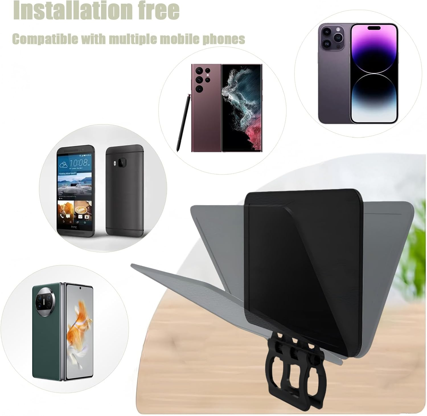 Anti Glare Phone Sunshade for Car & Outdoor | Foldable UV Blocker for Iphone Samsung Android | Universal Clip-On Sun Visor for Driving, Cycling, Fishing (Black) image number 6