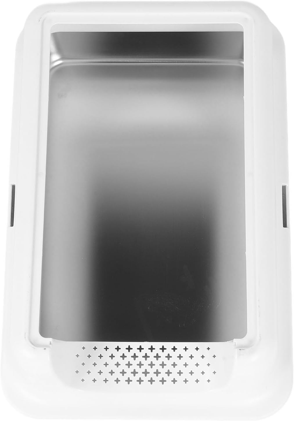 Stainless Steel Litter Box, Open Top Cat Litter Tray, High Sided Cat Litter Pan, Large Metal Cat Litter Box, Easy to Clean (White) image number 3