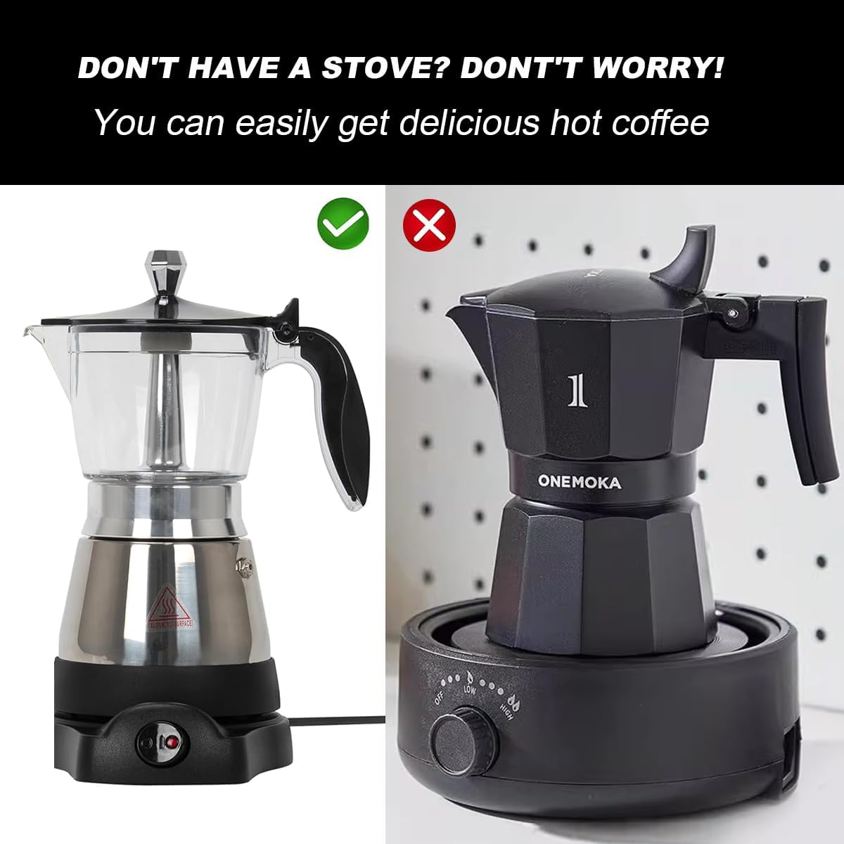 Mornest Electric Moka Pot Coffee Maker | Electric Espresso Maker with Auto Shutoff | Italian Classic | 360 Degree Rotating Base | 6 Cups (300Ml) | Stainless Steel/Black