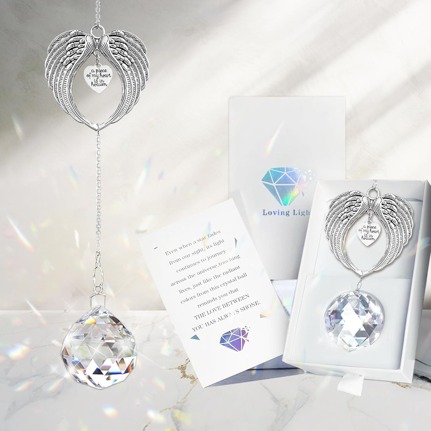 Purefly Memorial Gifts for Loss of Loved One, Unique Sympathy Gift Idea Clear Crystal Ball Window Suncatcher, Rainbow Bereavement Grief Gift Box for Loss of Mother Father Husband Son Daughter Dog image number 5