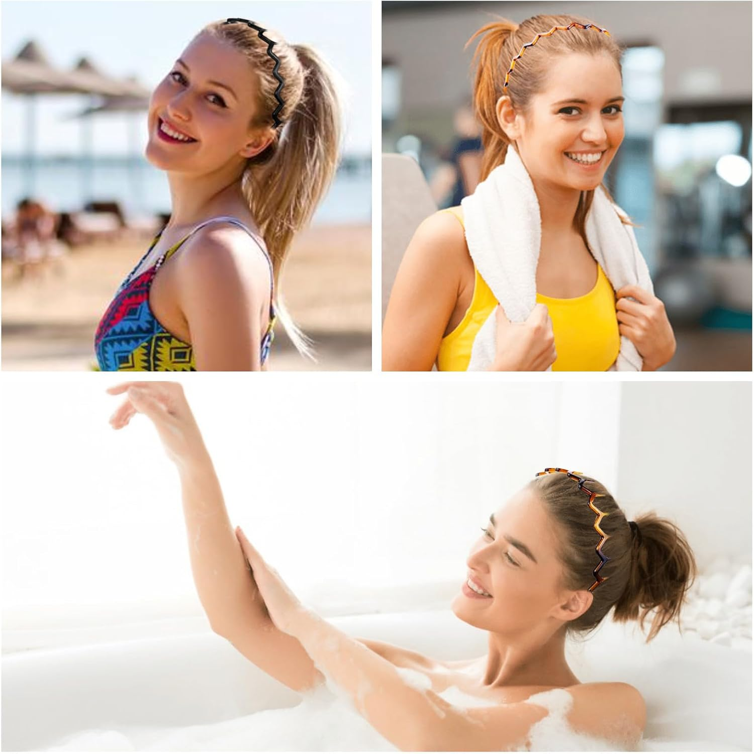 Dazzhues Pack of 2 Plastic Headbands, Double Row Headbands, Non-Slip Headband with Teeth, Hair Band Accessories for Women and Girls image number 2